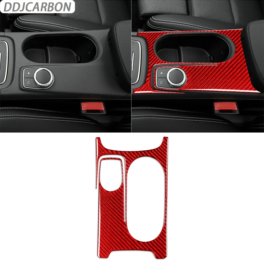 

Carbon Fiber Center Armrest Cup Holder Surround Cover Car Interior Accessories Sticker For Benz CLA C117 14-18 GLA X156 15-19