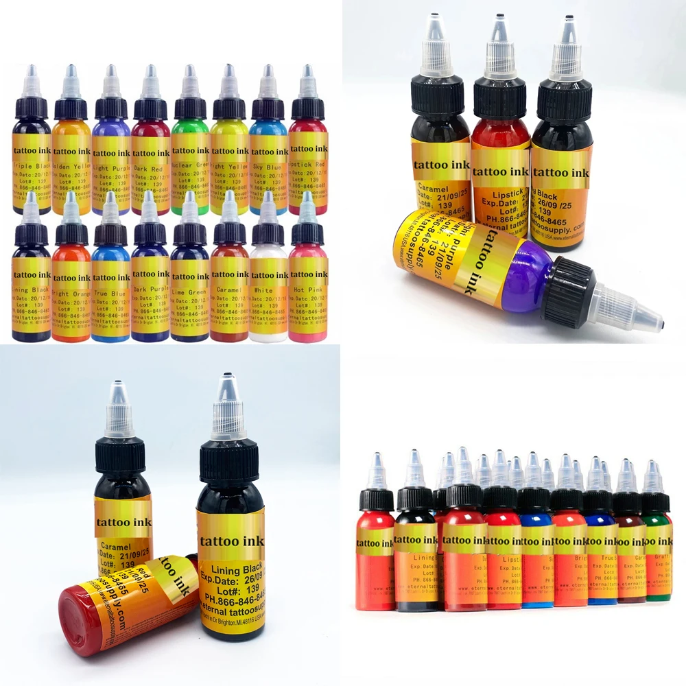 

New 16pcs Colors Eternal Tattoo Ink Set Pigment Bottle Permanent Makeup Art 30ml /bottle for eyebrow eyeliner lip body makeup