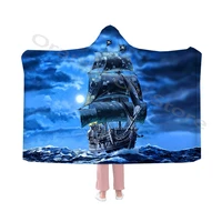 new pirate ship printed hooded blanket and fancy cape warm soft flannel throws for adults and kids for all seasons