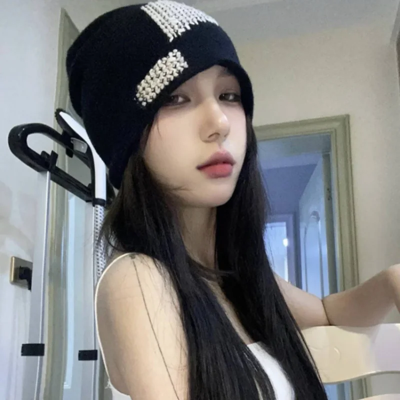 

Вязаная шапка с ворсом Ins, осенне-зимние теплые большие головные уборы в стиле веган и японских Ретро, женские шапки, повседневные универсал...