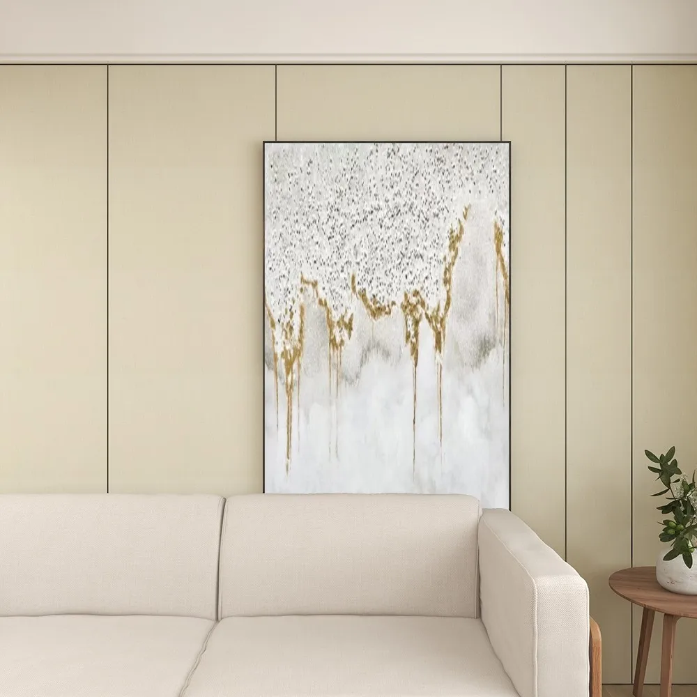 

White Gold Oil Painting 100% Handmade Oil Painting Art Living Room Home Decor Wall Art