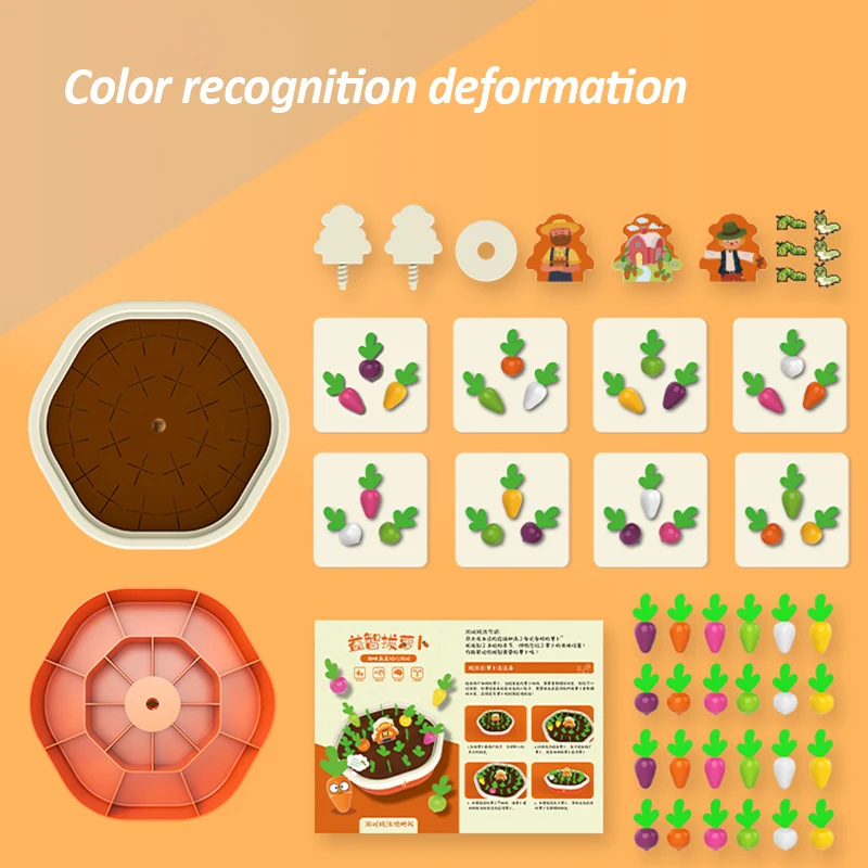 

Kids Early Education Memory Chess Toys Pull Carrot Shape Color Matching Puzzle Cognitive Interactive Montessori Educational Game