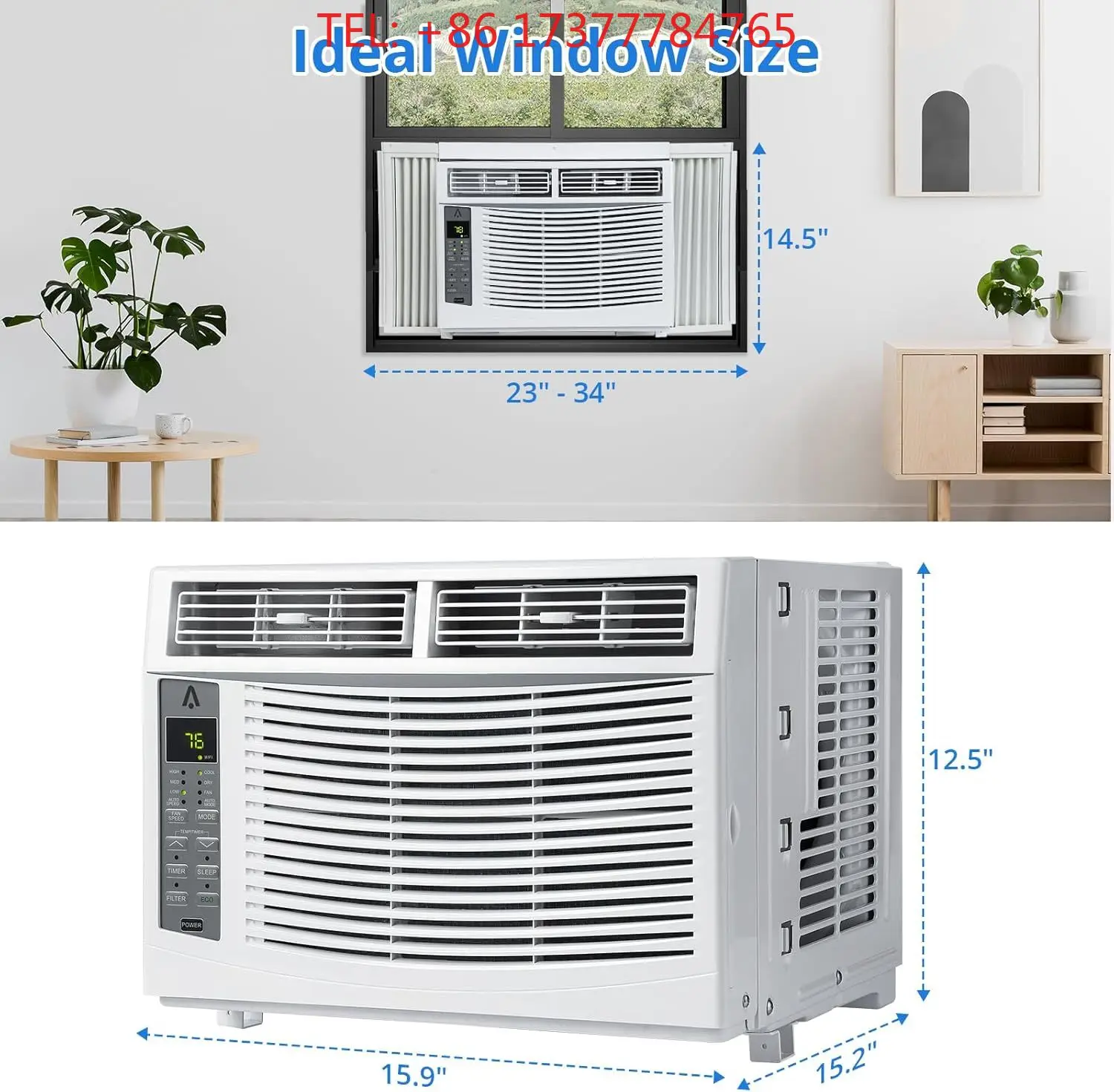 Фото Умный оконный кондиционер Wi-Fi мощностью 12000 BTU, быстрое охлаждение для помещений до 550 кв. футов, с пультом ДУ и оконным комплектом для спальни и офиса №5