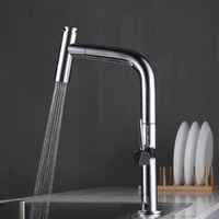 all copper pull out bathroom faucet silver splash proof pull out cold and hot water faucet