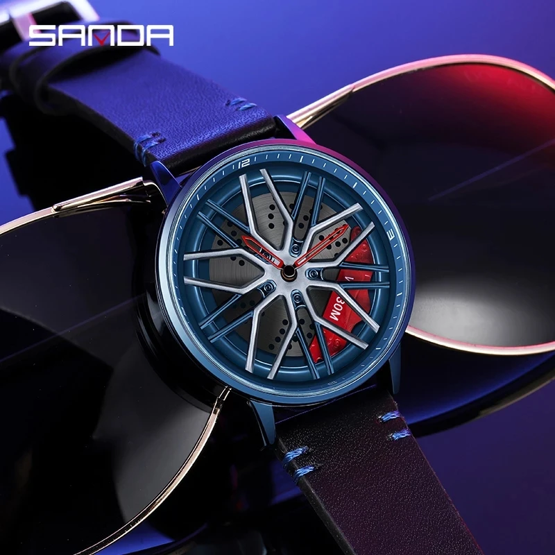 

[360° Spinning] SANDA 2022 Fashion New Flagship Men Quartz Watch Unique Racing & Furious Rotating Wheel Wristwatch Gifts 1107
