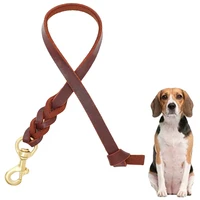 leather short leash for a dog 60cm large dog short leash one step braided real leather big dog lead short dog leash