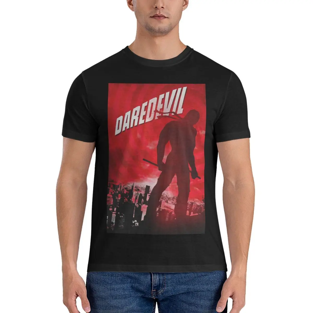 Футболка Core для мужчин футболка отдыха из 100% хлопка с круглым вырезом Marvel Daredevil