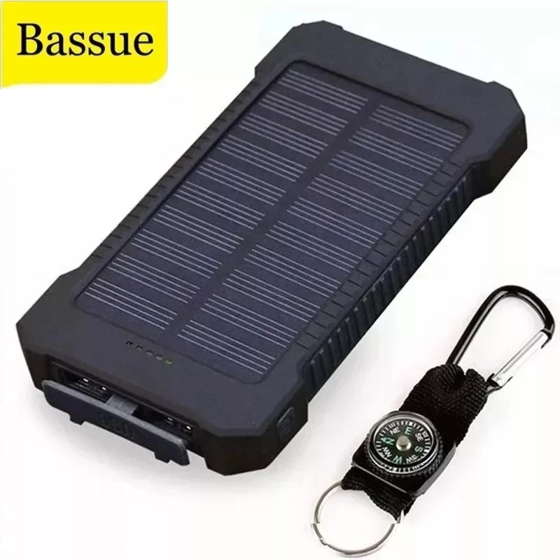 

NEW Top Solar Power Bank Waterproof 30000mAh Solar Charger 2 USB Ports External Charger Powerbank For Xiaomi iphone with LED Lig