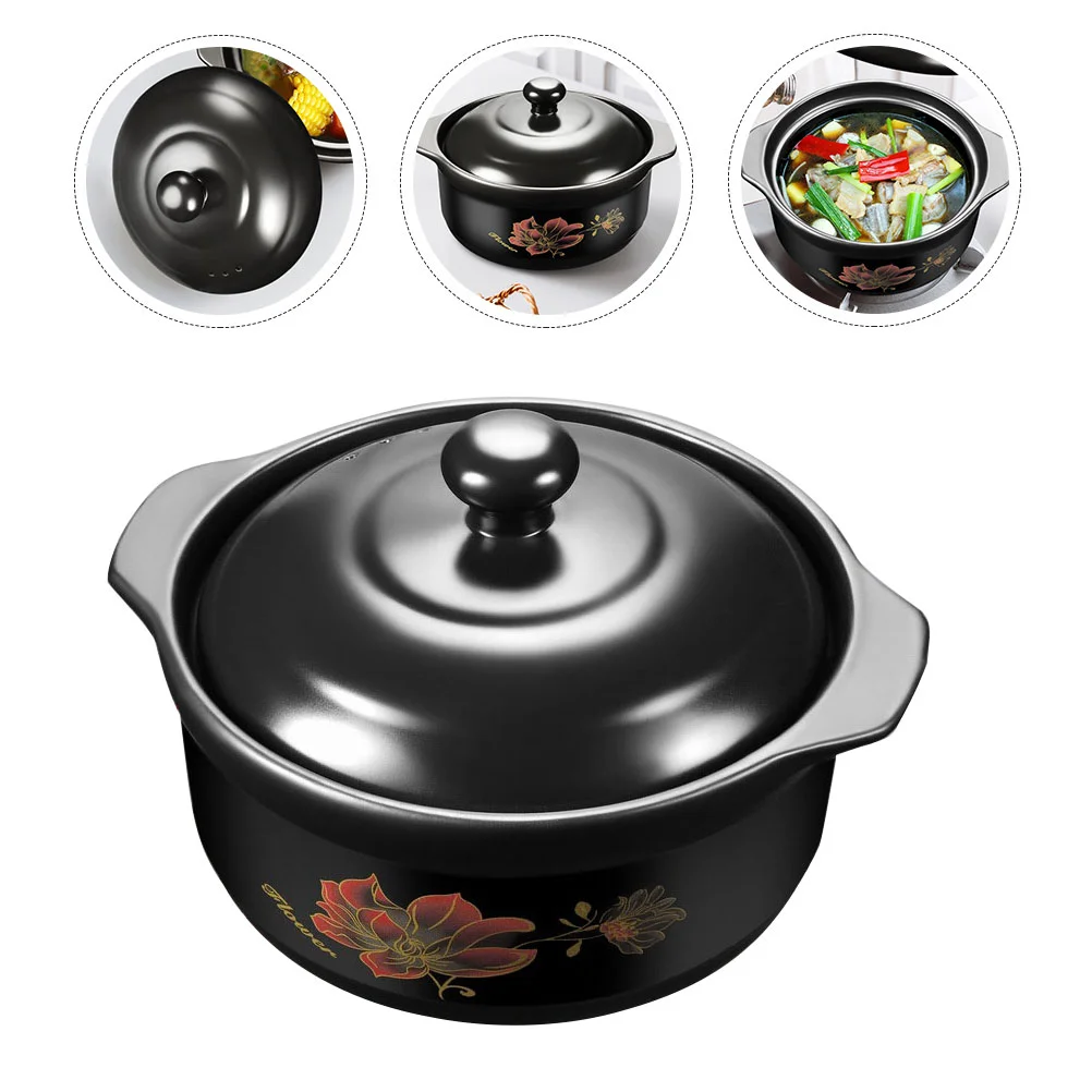

Pot Ceramic Cooking Clay Casserole Souphot Chinese Japanese Porridge Rice Stew Steamer Cookware Lid Earthen Bowl