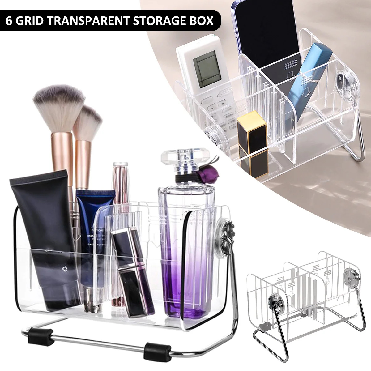 

Акриловый Органайзер для пульта дистанционного управления, рабочая коробка, многоразовый Прозрачный Прочный Контейнер для хранения с 6 отд...