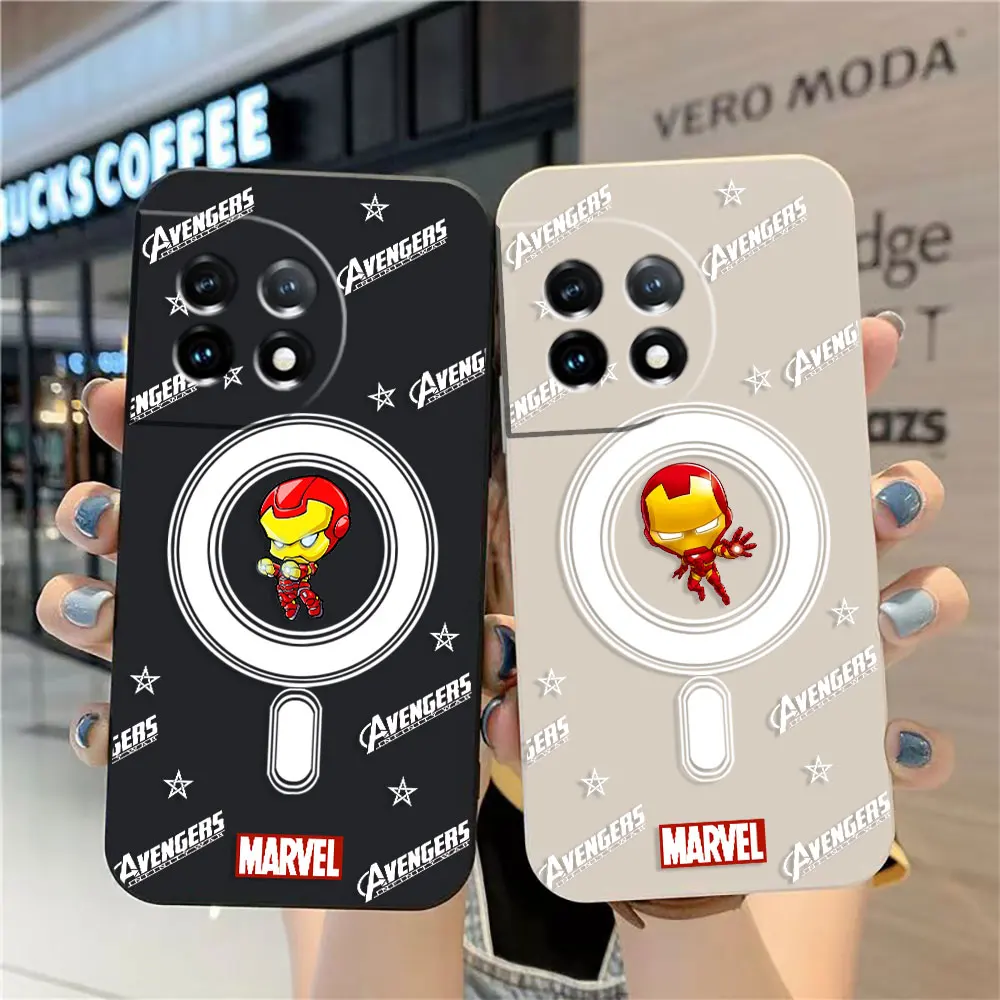 

Case For Oneplus 11 10 9 9R 8 8T 7 7T ACE 2 2V NORD CE 2 Lite Pro Simple Liquid Silicone Case Cartoon Marvel IronMan