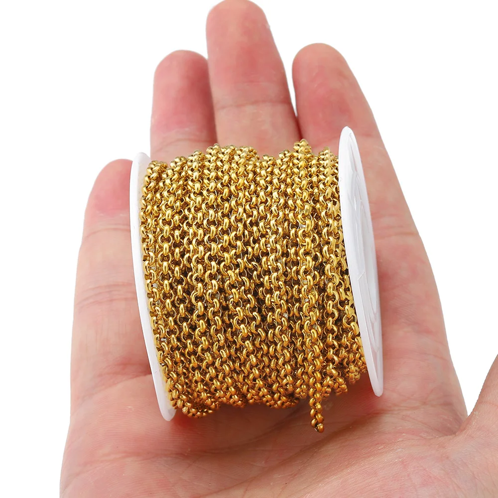 Цепочка из нержавеющей стали золотого цвета длинной 1 метр для браслета и