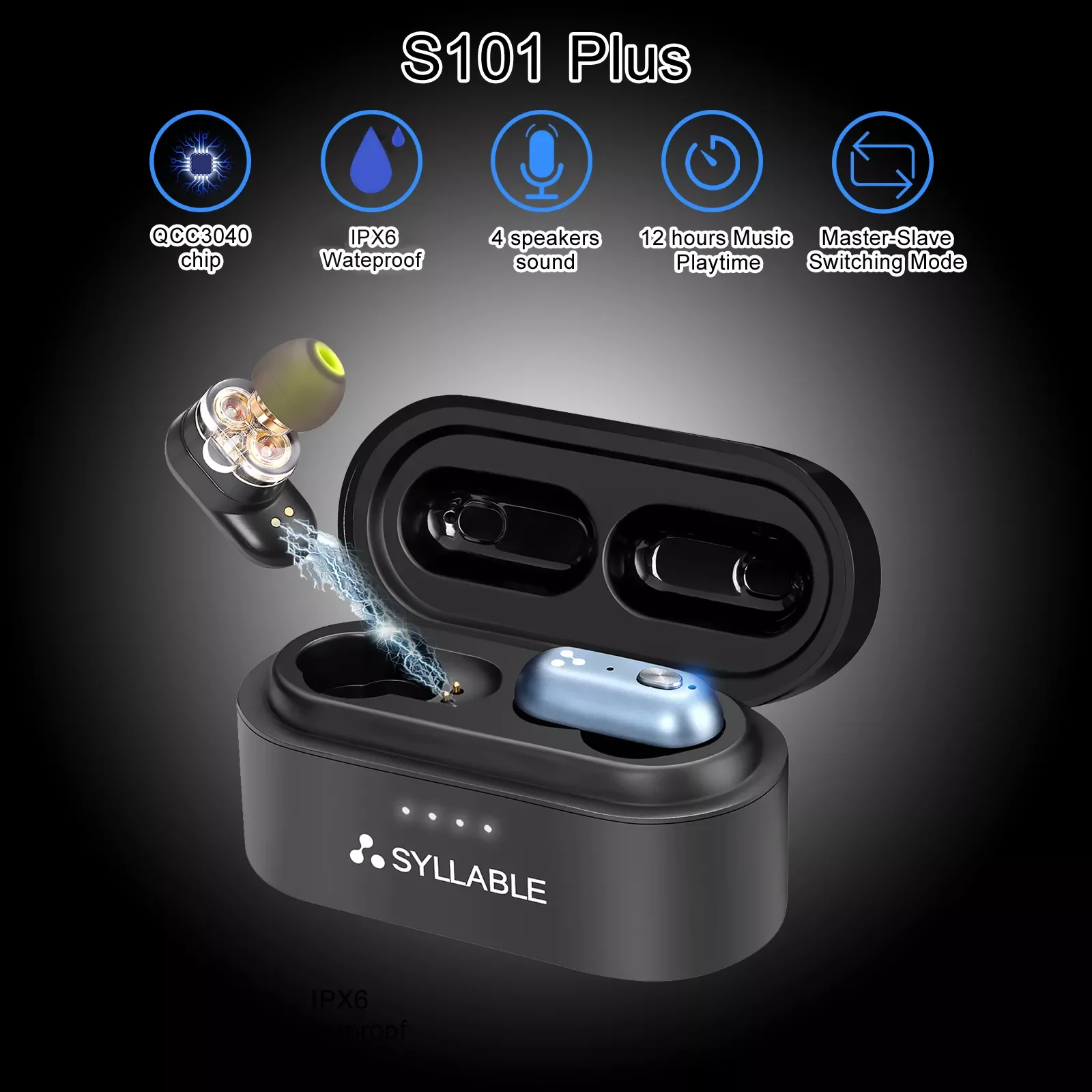 

Original SYLLABLE S101 Plus Fit for BT V5.2 bass earphones wireless headset of QCC3040 Chip S101 Plus Volume control earbuds