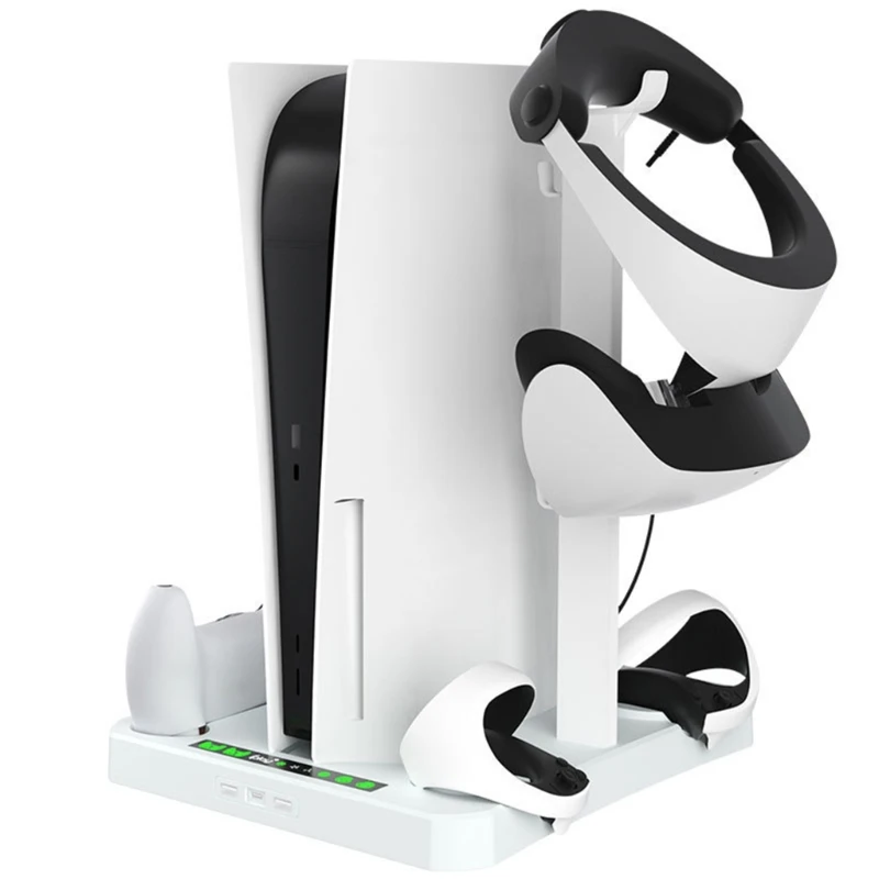 

Handle Charging Stand Cooling Base Fit for ps5 PSVR2 Multi-function Charging Dock Game Disc/Helmet Storage Rack Vertical