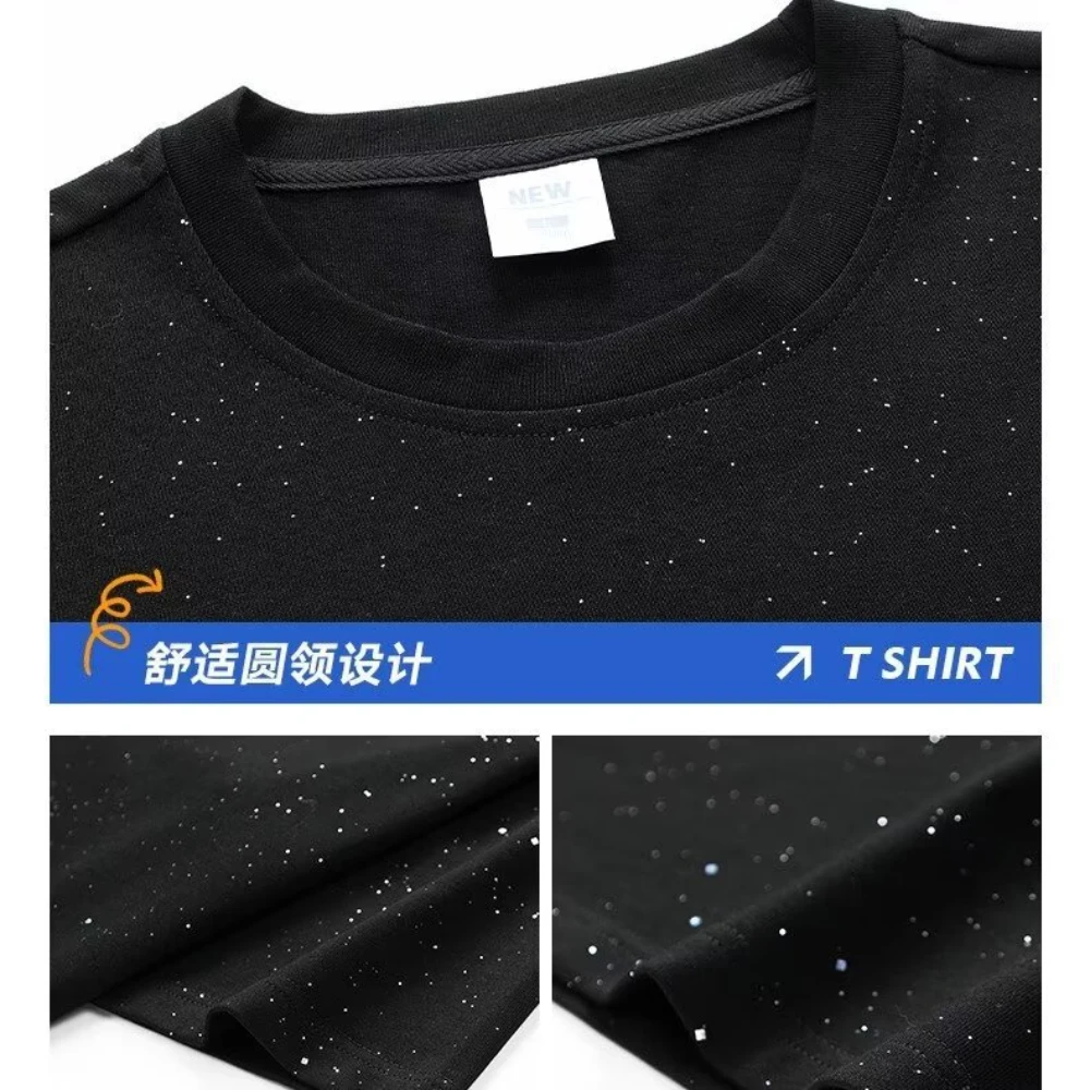 Черная Мужская футболка с коротким рукавом новинка 2024 универсальная свободная и