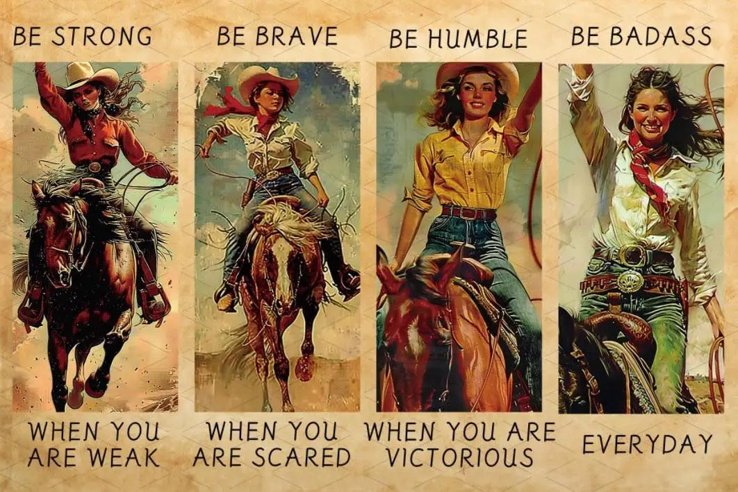 Cowgrl Be Strong Brve Humble Bdss Metl Tn Sgn Motvtonl Rodeo Decor Vntge Uplftng Encouragement Gfts для женщин