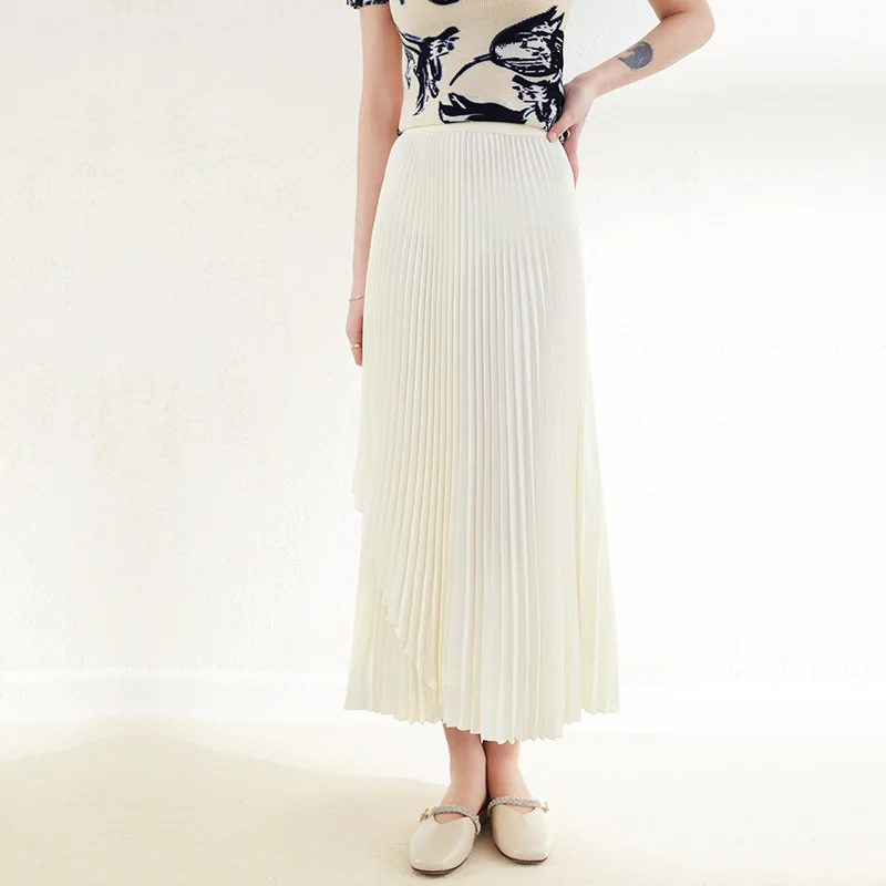 Miyake pleated women's skirt new skirt high-waisted mid-length pleated skirt spring and summer drape thin a-line skirt
