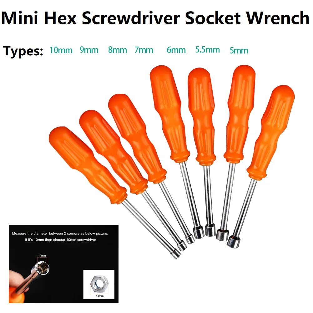 

1Pc Carbon Steel Socket Wrench Mini Hex Bit Screwdriver Socket Wrench Nut Shank Drill Adapter Tools 5-10mm Handle Tools