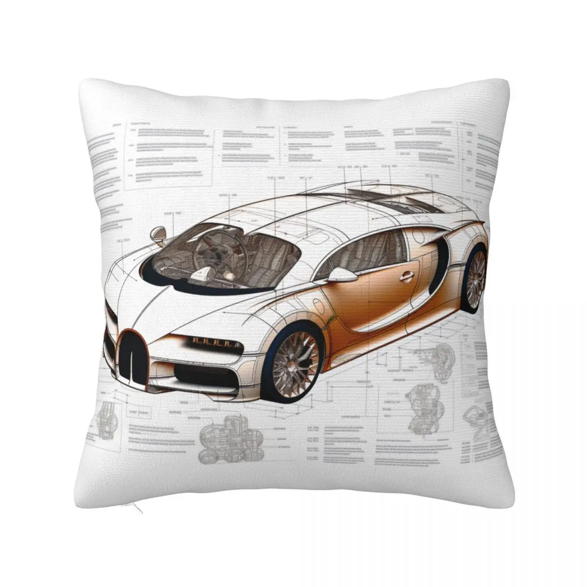 

Sports Car Pillow Case Drawings Bed Zipper Pillowcase Summer Square Polyester Cover