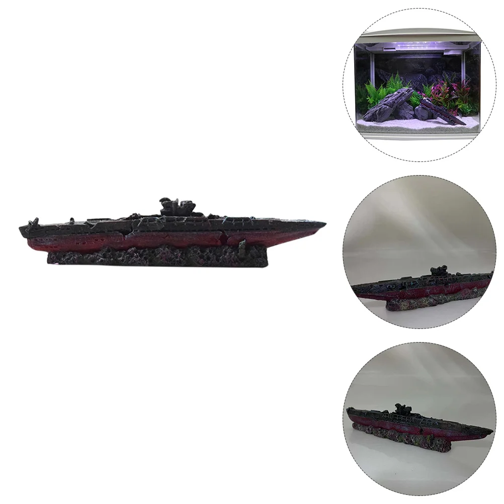 

Aquarium Tank Ornament Decorations Decor Ship Hideout Resin Cave Sunken Statue Shipwreck Warship Submarine Artificial Decoration