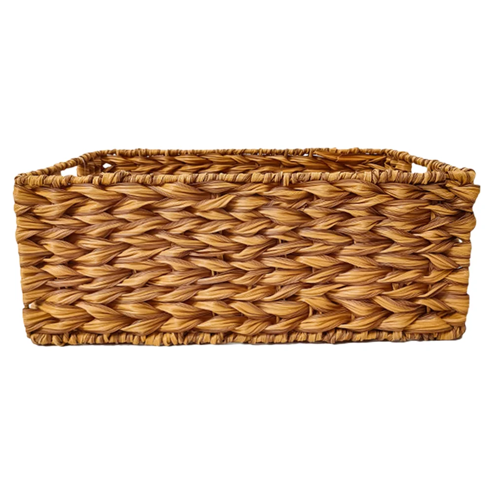 

Woven Storage Basket Shelves Laundry Baskets Toy Natural Wicker Hyacinth Storage Basket Handle Desktop Holder