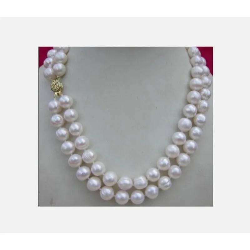 Ожерелье с двойной нитью 11-12 мм белое жемчужное ожерелье в стиле барокко Nanhai