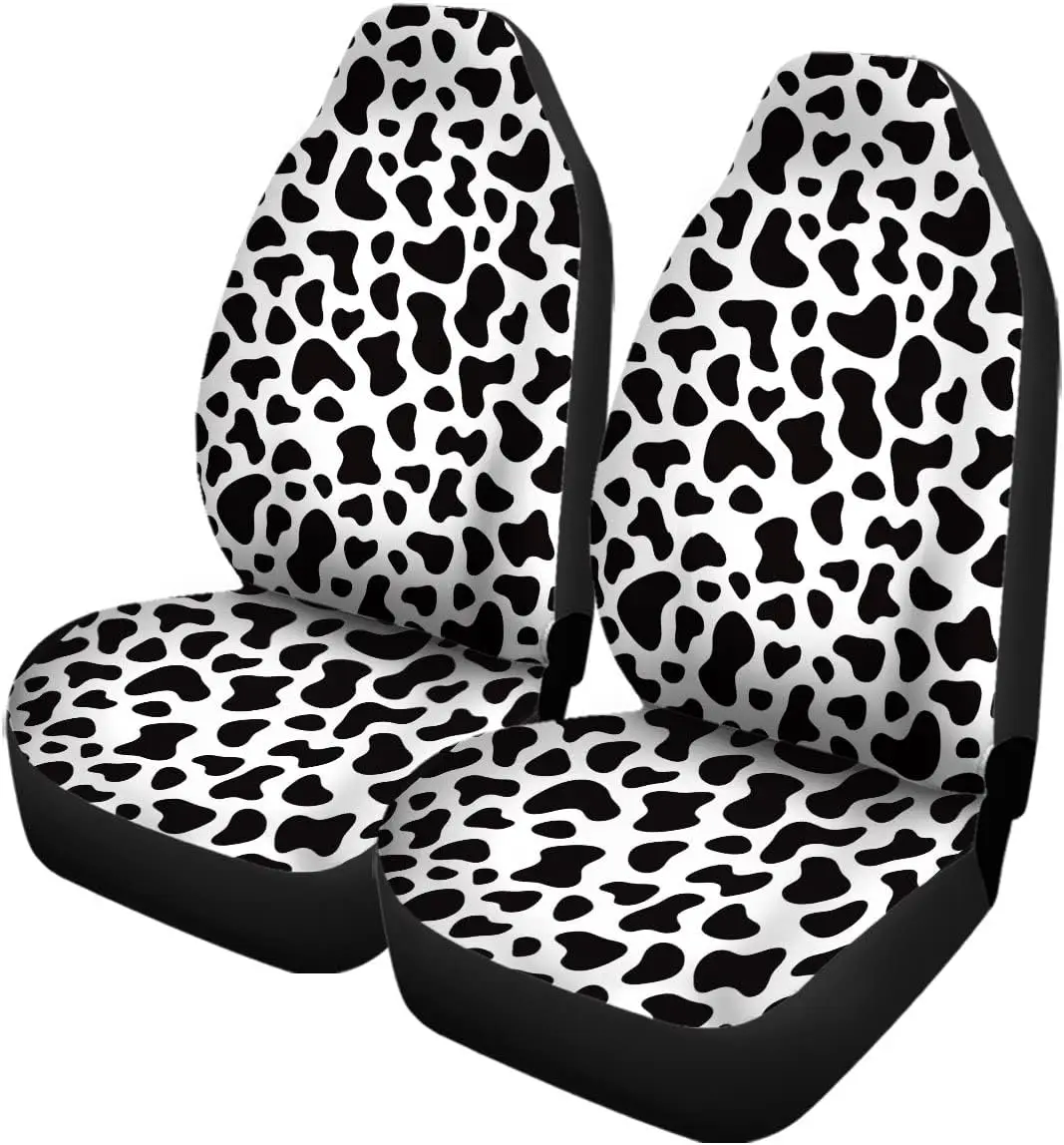 

Set of 2 Car Seat Covers Auto Accessories Carseat Front Seats Fit Most Cars SUV Sedan Truck Cow Milk Spot Dalmatian Giraffe