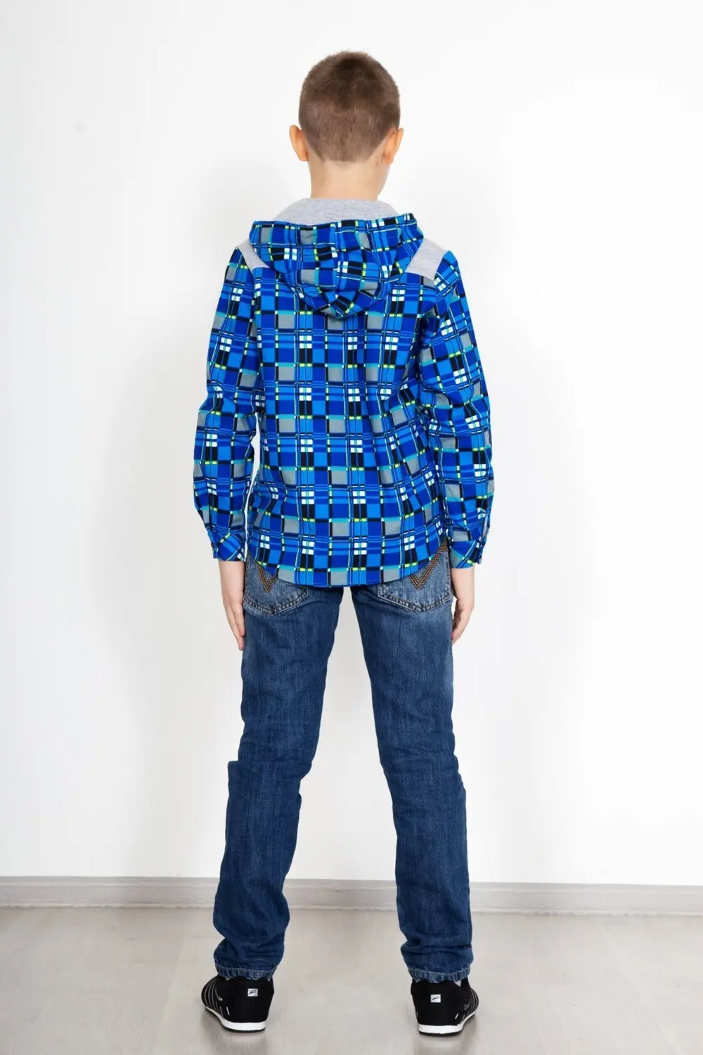 Детская рубашка 30-36 размеры Фланель с капюшоном на пуговицах и длинным рукавом |