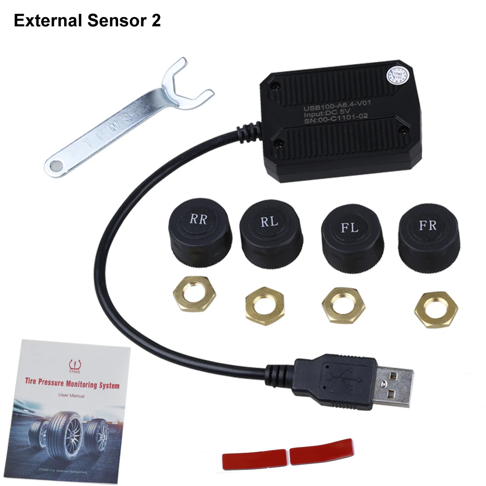 

Беспроводной USB-монитор давления в шинах TPMS для Android 5.0+ — чип Infineon, датчики IP67, дисплей в реальном времени, внешний/встроенный опт