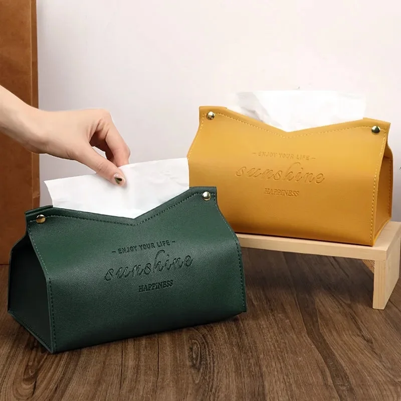 

Leather Tissue Box Car Tissue Box Bedroom Kitchen Desktop Nordic Large Storage Box Napkin Holder Home Living Room Decoration