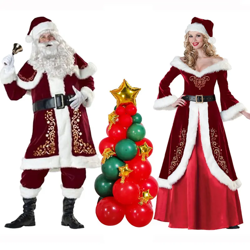 

Мужское и женское рождественское платье высшего качества, одежда для косплея Санта Клауса, воздушный шар, Рождественская елка, одежда для в...