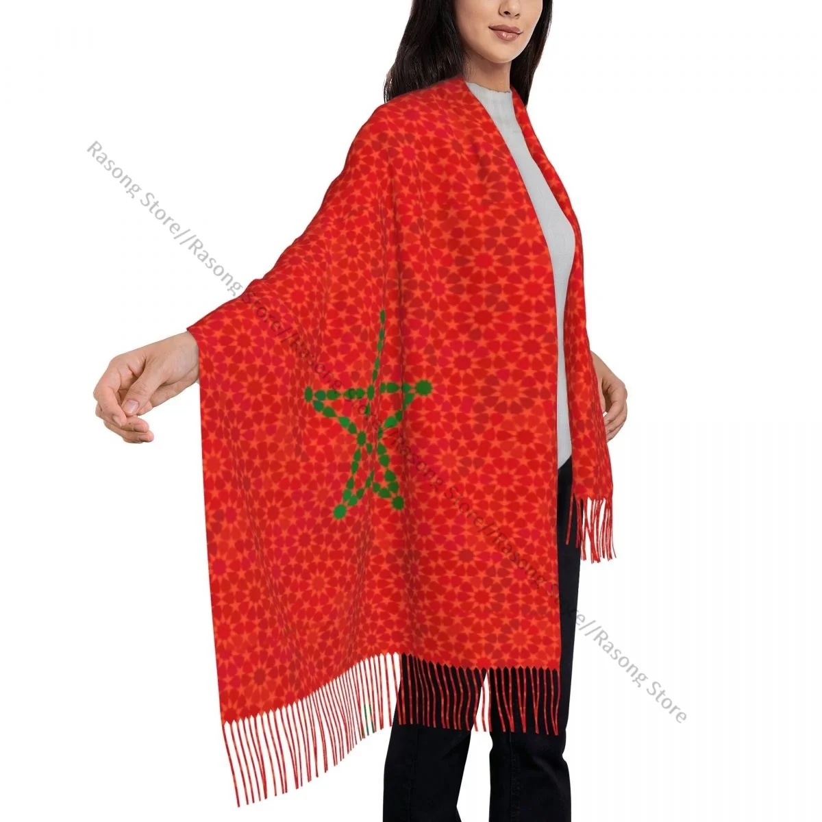 Tassel Scarf Large 196*68cm Pashmina Winter Warm Shawl Wrap Bufanda Female Morocco Flag With Traditional Moorish Scarves