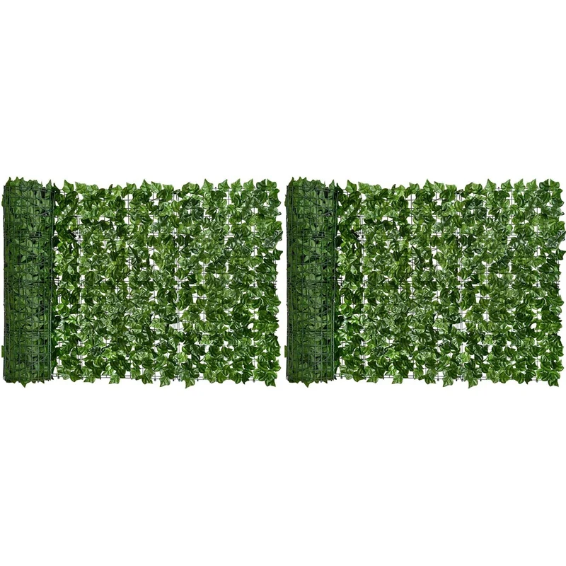 

Hot 2X Artificial Ivy Privacy Fence Screen, 118X19.6In Artificial Hedges Fence And Faux Ivy Vine Leaf Decoration For Garden