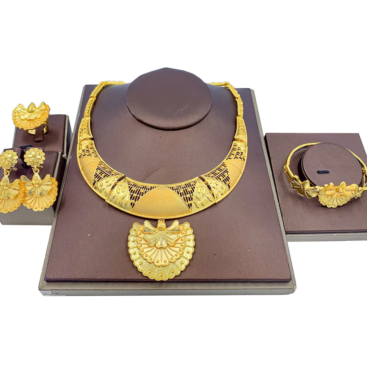 

Dubai Gold Color Jewelry Set for Women Luxury Indian Wedding Jewelry Sets Nigerian Bridal Costume Party 24k Necklace Earring