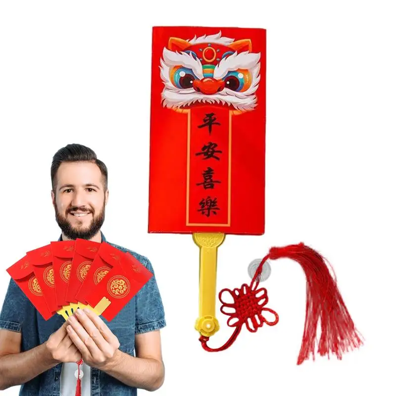 

2024 New Chinese New Year Red Envelopes Dragon Fan Shaped Red Pockets Chinese Best Wish Lucky Money Pockets Gift accessories