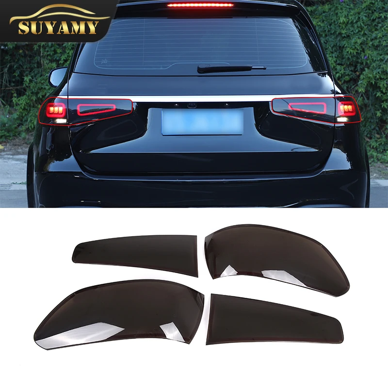 

4Pcs ABS Car Smoked Rear Tail Light Decor Cover Taillight Cover Guard For Mercedes-Benz GLS 2020-2021 Car Accessories