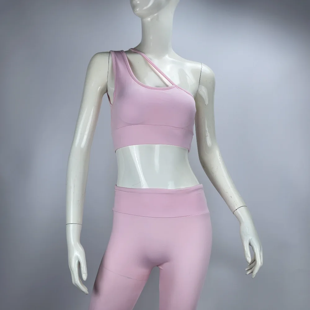 

Yoga High Elastic Suits Sexy One Shoulder Bra Sports Yoga Running Trousers Fitness Leggings Female Two-piece Gym Set for Women