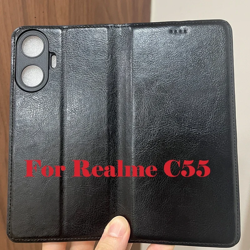 Магнитный чехол-книжка из натуральной кожи для Realmi Realme C55 C53 C35 Global C 53 55 RealmeC55 128/256