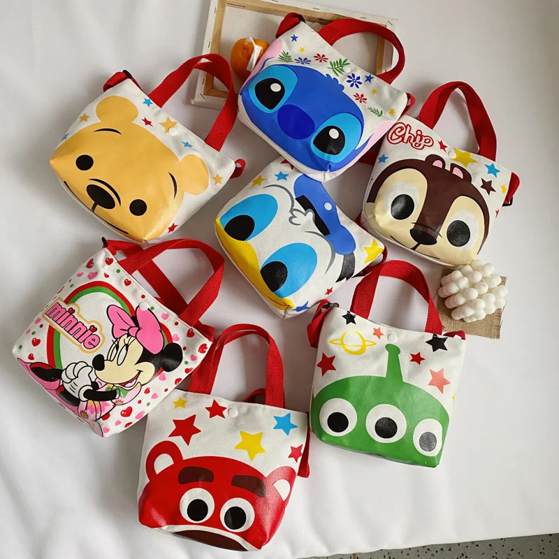 

Disney Mickey Mouse Minnie Canvas Bag Donald Duck Handbag Winnie The Pooh Messenger Bag Anime Toy Cute Lunch Bag Girls Kids Gift