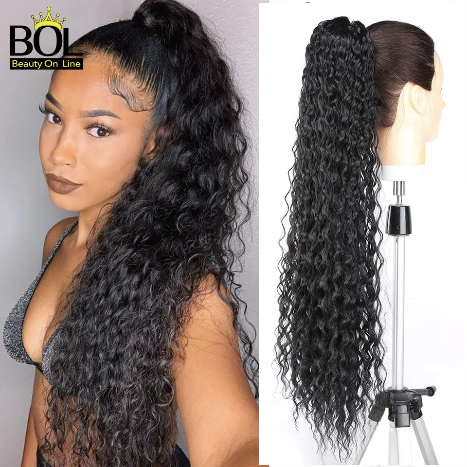 

BOL Synthetic Curly Fake Ponytail Hair Extensions Drawstring Ponytails Long Clip-In Hair Extension For Women Natural Looking