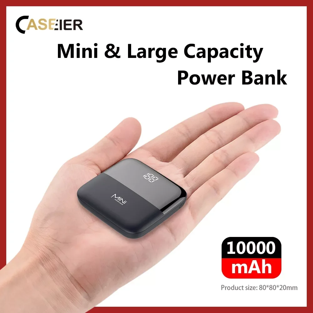 

NEW2023 CASEIER Mini Power Bank 10000mAh LED Power Display 10000 mAh Powerbank Small Portable Charger Banking Mobile Banked Powe