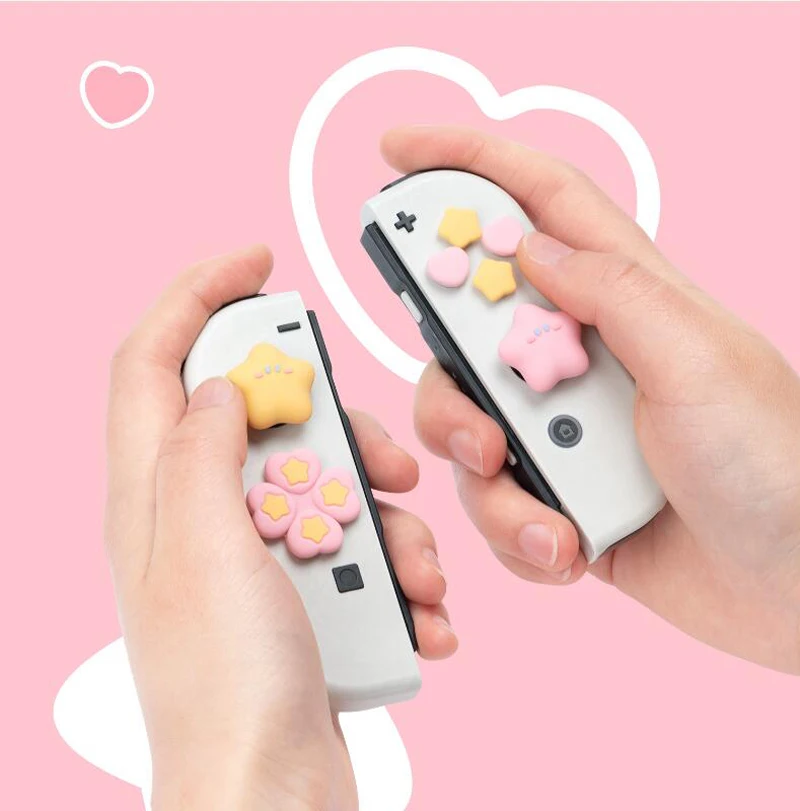 Силиконовый мягкий чехол с милой звездой и любовью D-pad, перекрестная кнопка ABXY, наклейка на ключ, чехол для переключателя Oled NS Joy-con, ручка для большого пальца, крышка (art.: 3920cefeace79) - 3920cefeace79