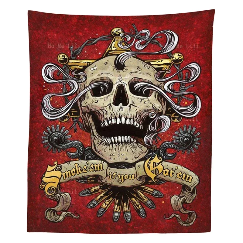 Фото Карта Таро смерти Moth Outlaw Флаг Gunslingers Логотип Stoner Art Скелет Хиппи Настенный тканевый гобелен от Ho Me Lili №1