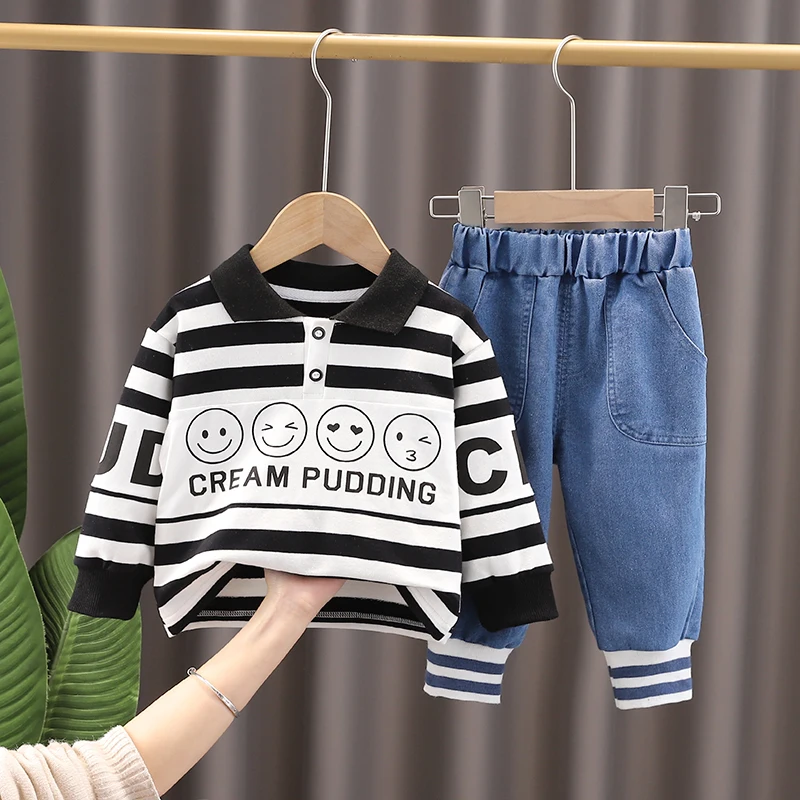 

2022 Spring Toddler Clothes Suit Baby Boys Girls Causal Hoodies+Jeans 2pcs/Set Children Clothing Kids Infant Sportswear 1-5Years