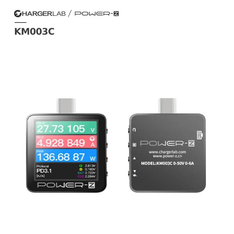 Фото ChargerLAB POWER-Z USB PD3.1 протокол 48 В дальность действия двойной тестер Type-C KM003C №1