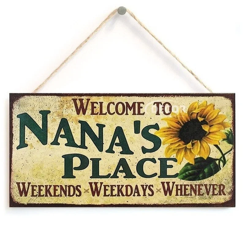 

Mother's Day Sunflower Wooden Sign Rustic Hanging Plaque Flower Welcome Family Gift Tags for Garden Home Cave Wall Decoration
