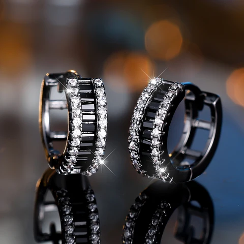 Серьги-кольца Rongxing белые цирконии