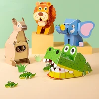 3d jigsaw puzzle animal model crocodile lion childrens handmade diy paper assembly model early educational toys for children