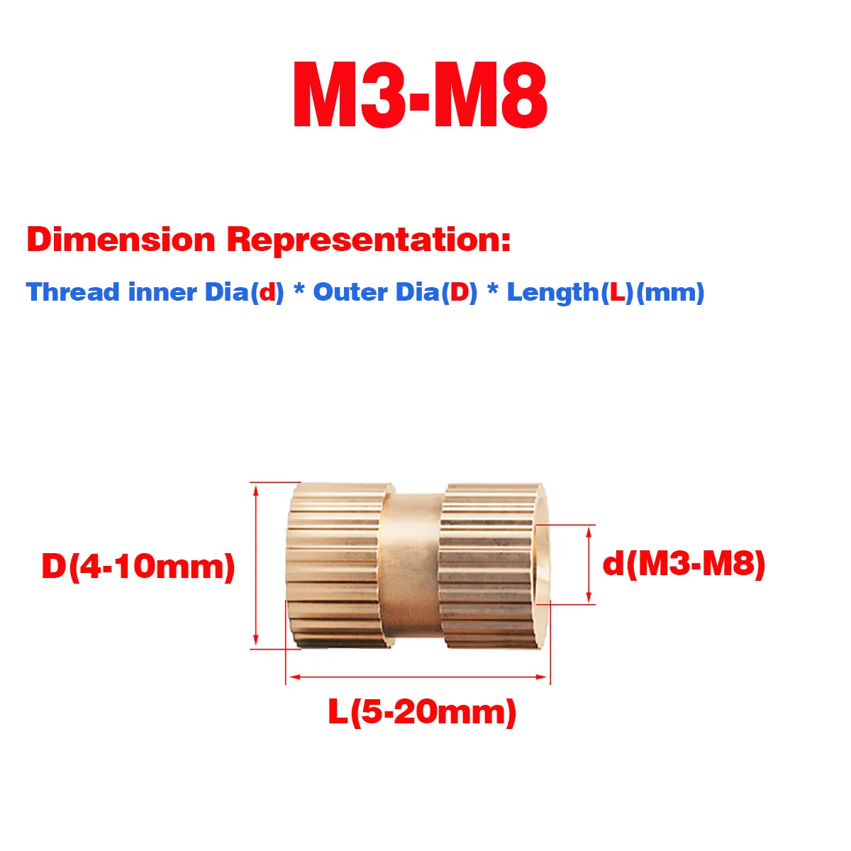 

B-Type Blind Hole Single Pass Copper Knurled Nut / Copper Insert / Copper Embedded Part / Nut Copper Knurled Nut M3-M8