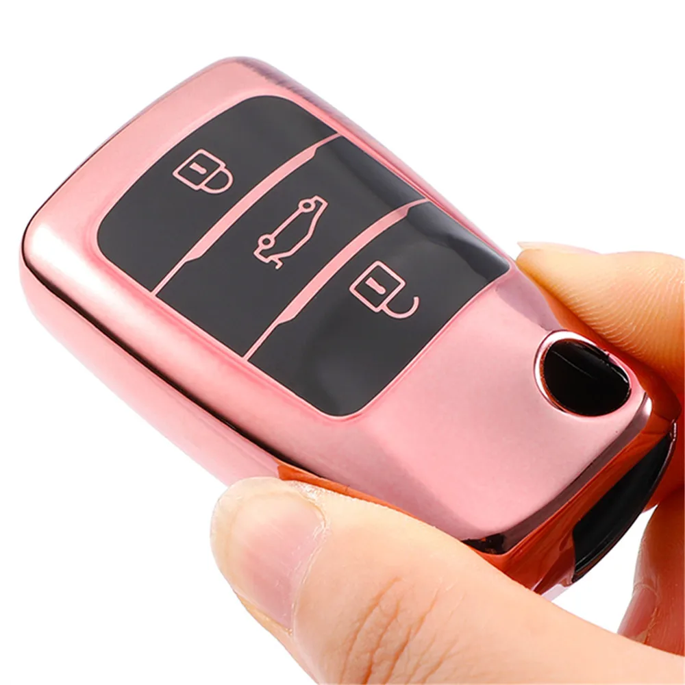 

Soft TPU Car Folding Key Case Bag Cover Shell Keychain for Changan CS75 Eado CS35 Raeton CS15 V3 V5 V7 Protector Accessories